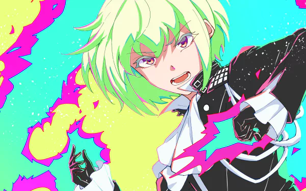 HD anime desktop wallpaper featuring a dynamic character from Promare, showcasing vibrant colors and energetic design.