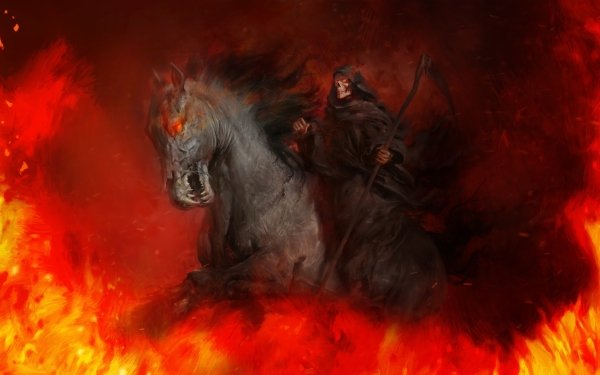 Dark Grim Reaper Horse Flame Scythe HD Wallpaper | Background Image