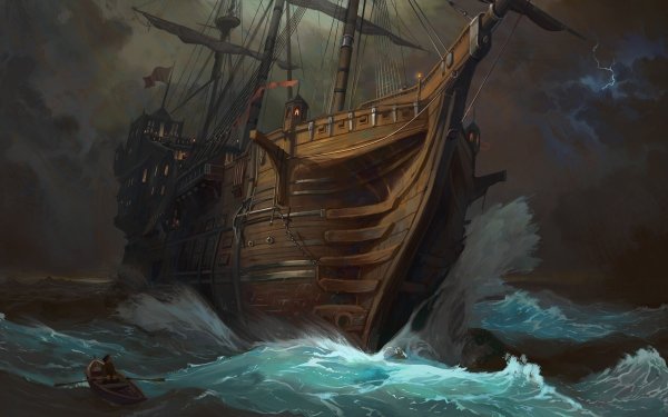Fantasy Ship Storm HD Wallpaper | Background Image