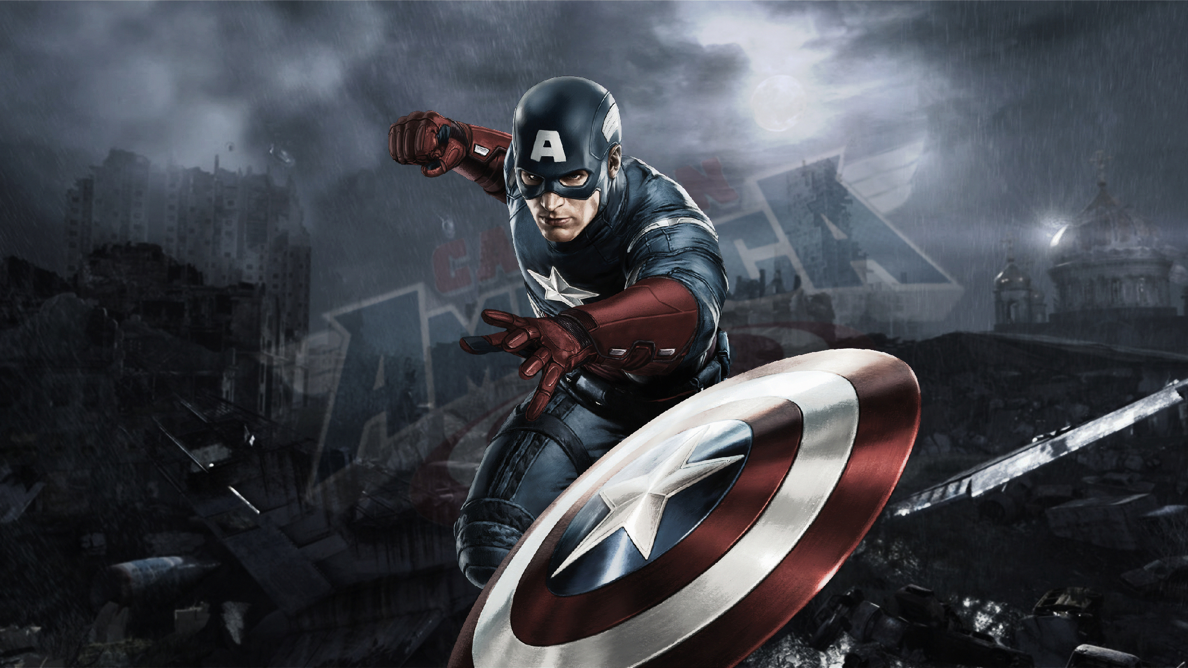 Капитан Америка 4к арт