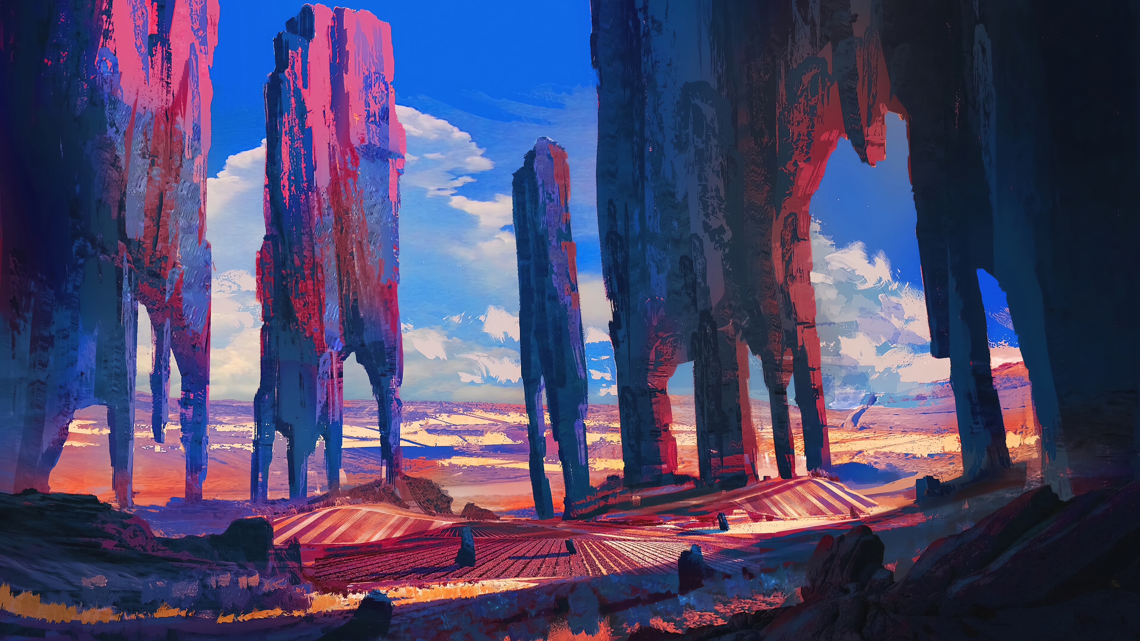 4K Ultra HD Sci-Fi Landscape: Towering Alien Monoliths at Dusk by ...