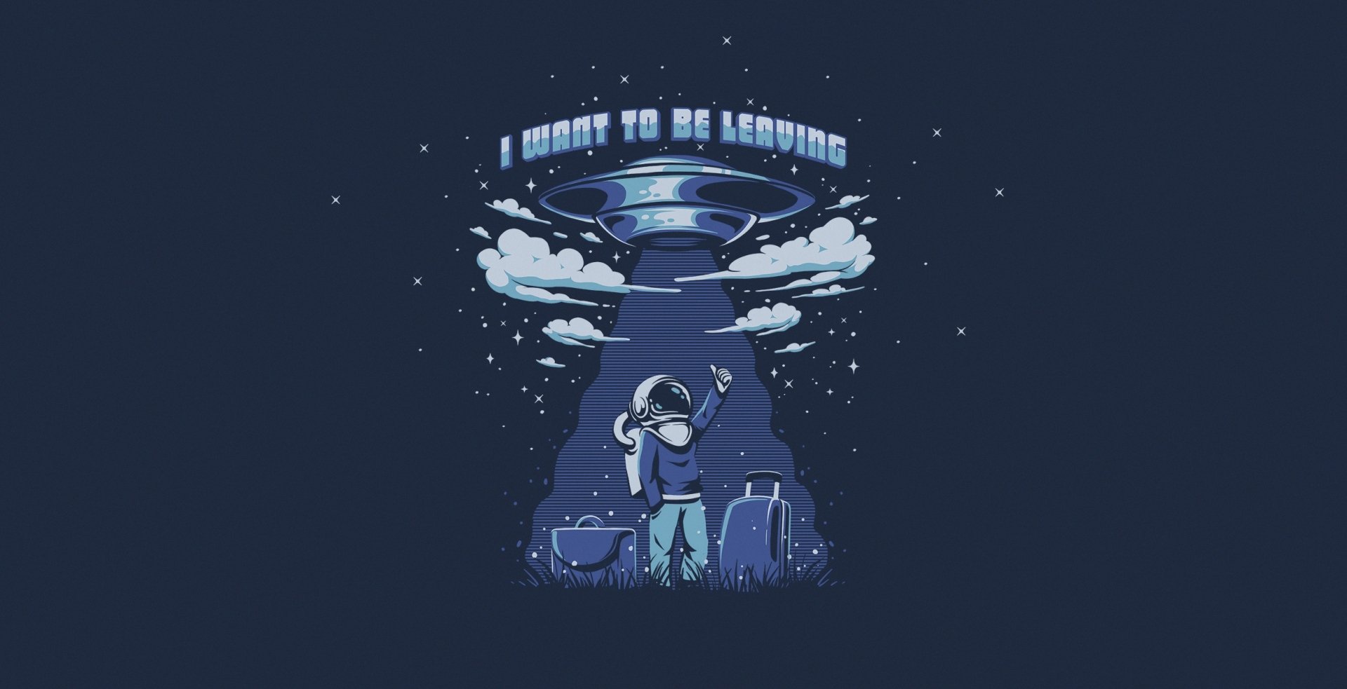 Download Hitchhiking Astronaut Minimalist Sci Fi UFO HD Wallpaper