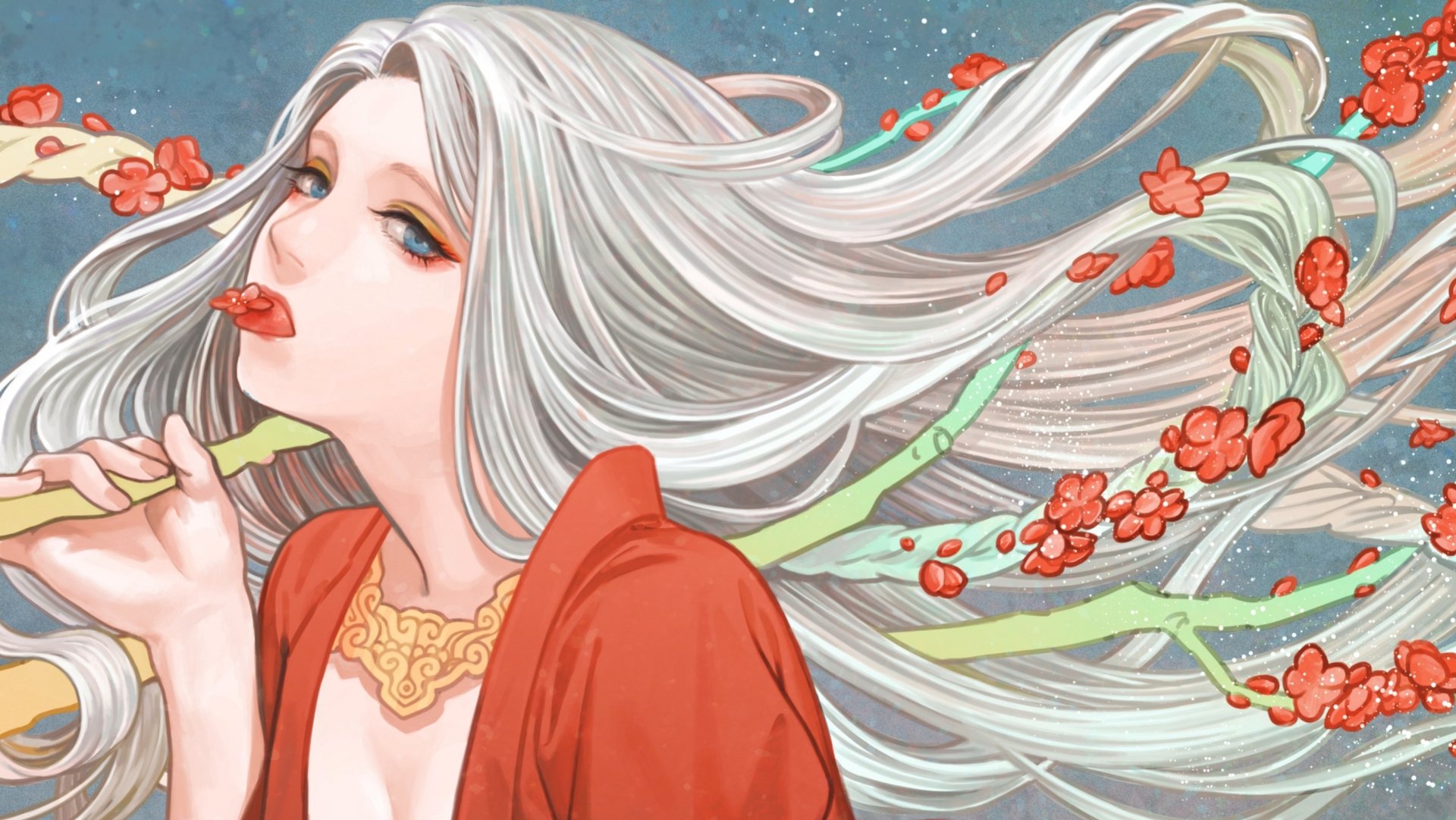 Download Blue Eyes Grey Hair Anime Original HD Wallpaper