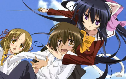 Rinko Kuzaki Himari Noihara Yuto Amakawa Anime Omamori Himari HD Desktop Wallpaper | Background Image