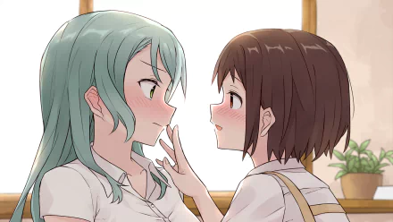 Sayo Hikawa Tsugumi Hazawa brown hair brown eyes green eyes green hair long hair Anime BanG Dream! Girls Band Party! HD Desktop Wallpaper | Background Image