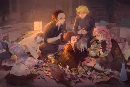 Zenitsu Agatsuma Nezuko Kamado Tanjiro Kamado Anime Demon Slayer: Kimetsu no Yaiba HD Desktop Wallpaper | Background Image