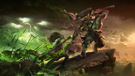 creature axe lightning magic fantasy orc HD Desktop Wallpaper | Background Image