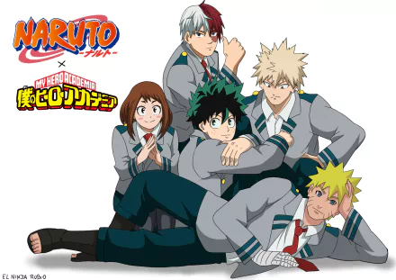 The Breakfast Club My Hero Academia Shoto Todoroki Katsuki Bakugou Ochaco Uraraka Izuku Midoriya Naruto Uzumaki Naruto Anime crossover HD Desktop Wallpaper | Background Image