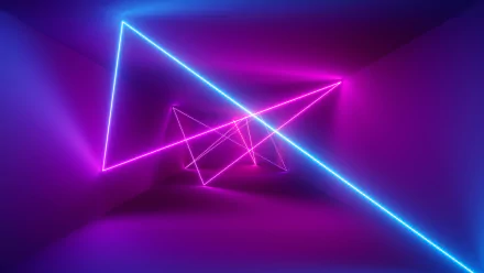 A cyberpunk-inspired 4K Ultra HD PC wallpaper featuring a purple tunnel illuminated by neon blue and pink geometric light patterns, tagged with Huawei artistic style.
