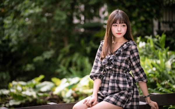 Women Asian Model Dress Depth Of Field Brunette Lipstick HD Wallpaper | Background Image