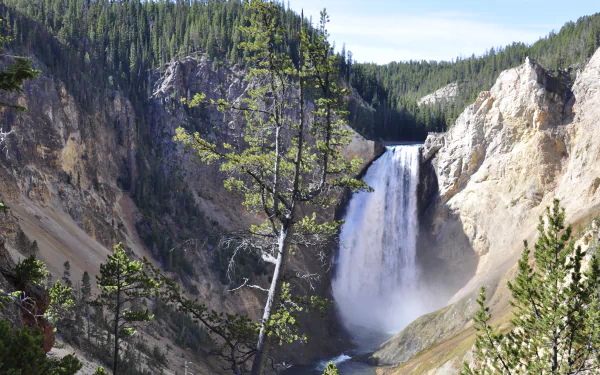 cliff Yellowstone national park river USA nature waterfall HD Desktop Wallpaper | Background Image
