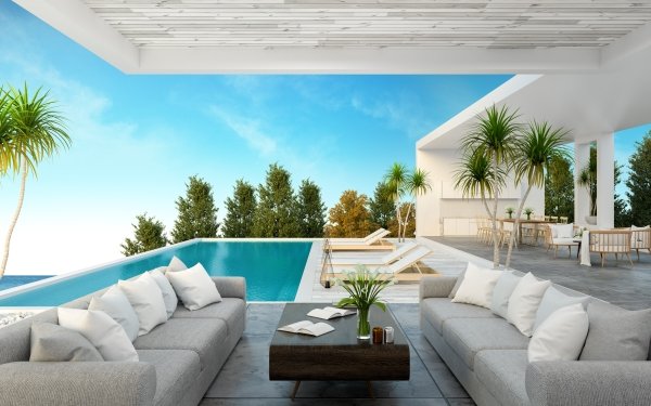 Man Made Pool Furniture Luxury HD Wallpaper | Background Image