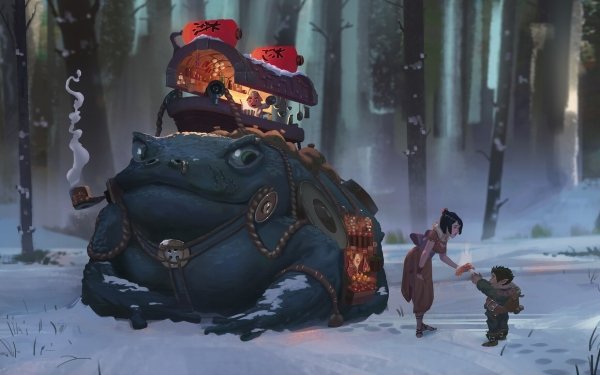 Fantasy People Winter Forest Child Toad HD Wallpaper | Background Image
