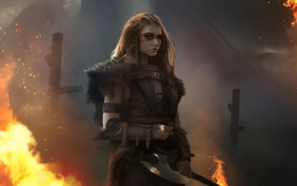 redhead viking woman warrior flame video game The Elder Scrolls: Legends HD Desktop Wallpaper | Background Image