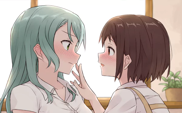 Sayo Hikawa Tsugumi Hazawa brown hair brown eyes green eyes green hair long hair Anime BanG Dream! Girls Band Party! HD Desktop Wallpaper | Background Image