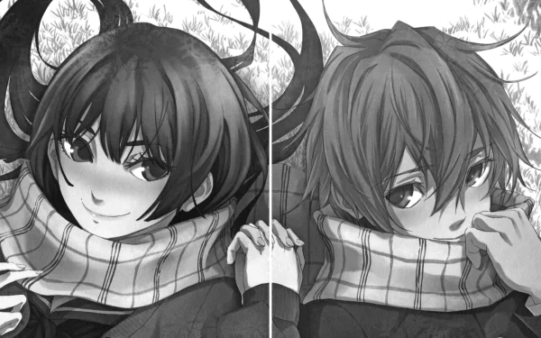 Black & White Teiichi Niiya Yuuko Kanoe Anime Tasogare Otome x Amnesia Black And White Anime HD Desktop Wallpaper | Background Image