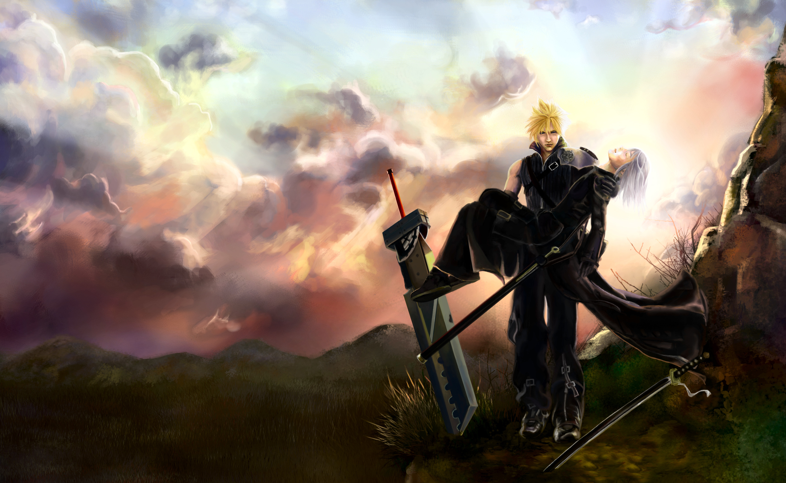 Final Fantasy Advent Children wallpaper featuring Cloud Strife and Kadaj from the anime.