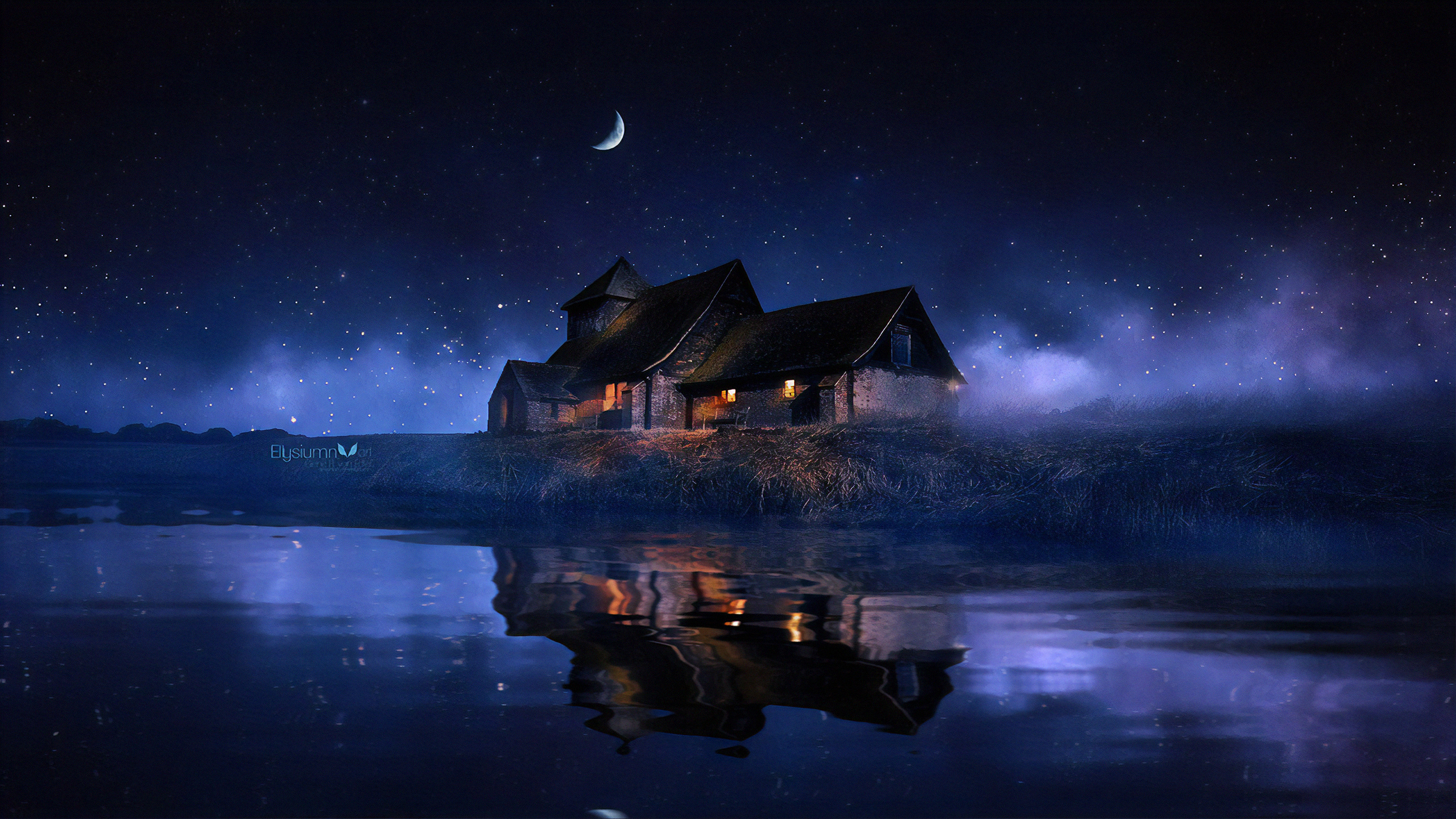House Reflected In The Lake Hd Wallpaper Background Image 2560x1440