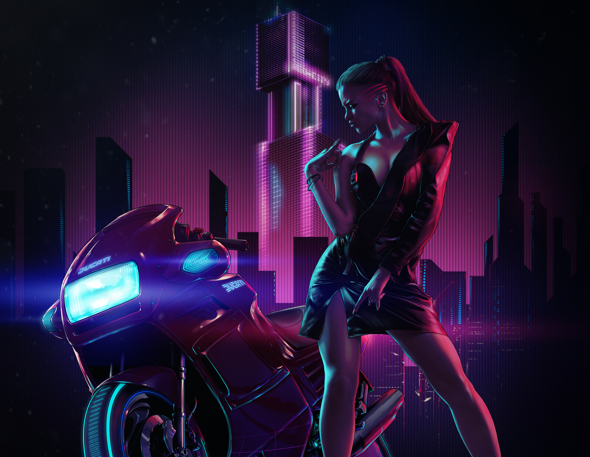 Download Motorcycle Vehicle Futuristic Sci Fi Cyberpunk Hd Wallpaper By Roman Magradze 0124