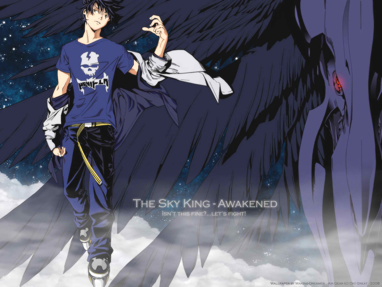 Anime-inspired character, Sky King from Air Gear, graces this captivating desktop wallpaper.