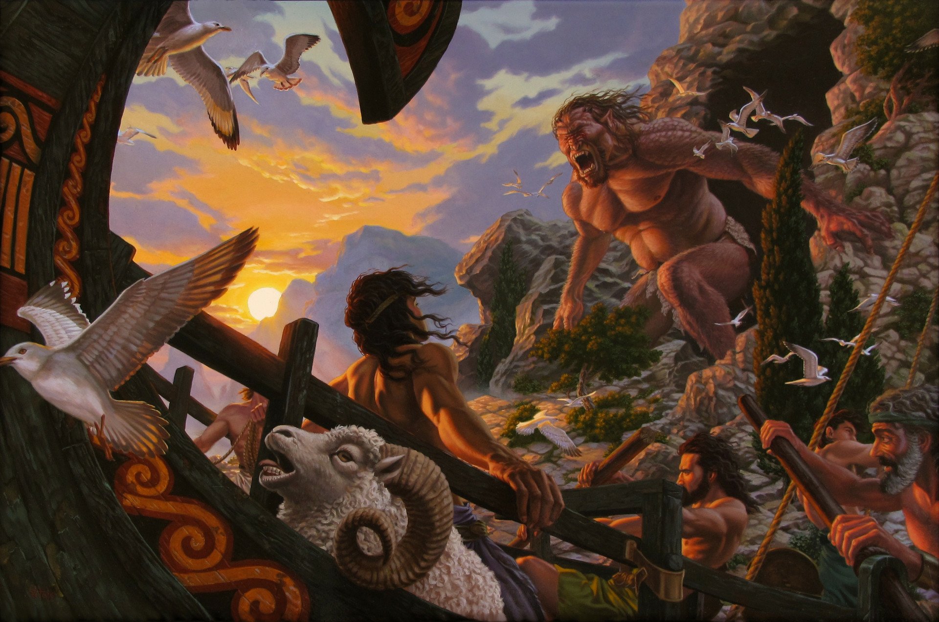 Download Cyclops Odysseus Artistic Mythology HD Wallpaper by Raoul Vitale