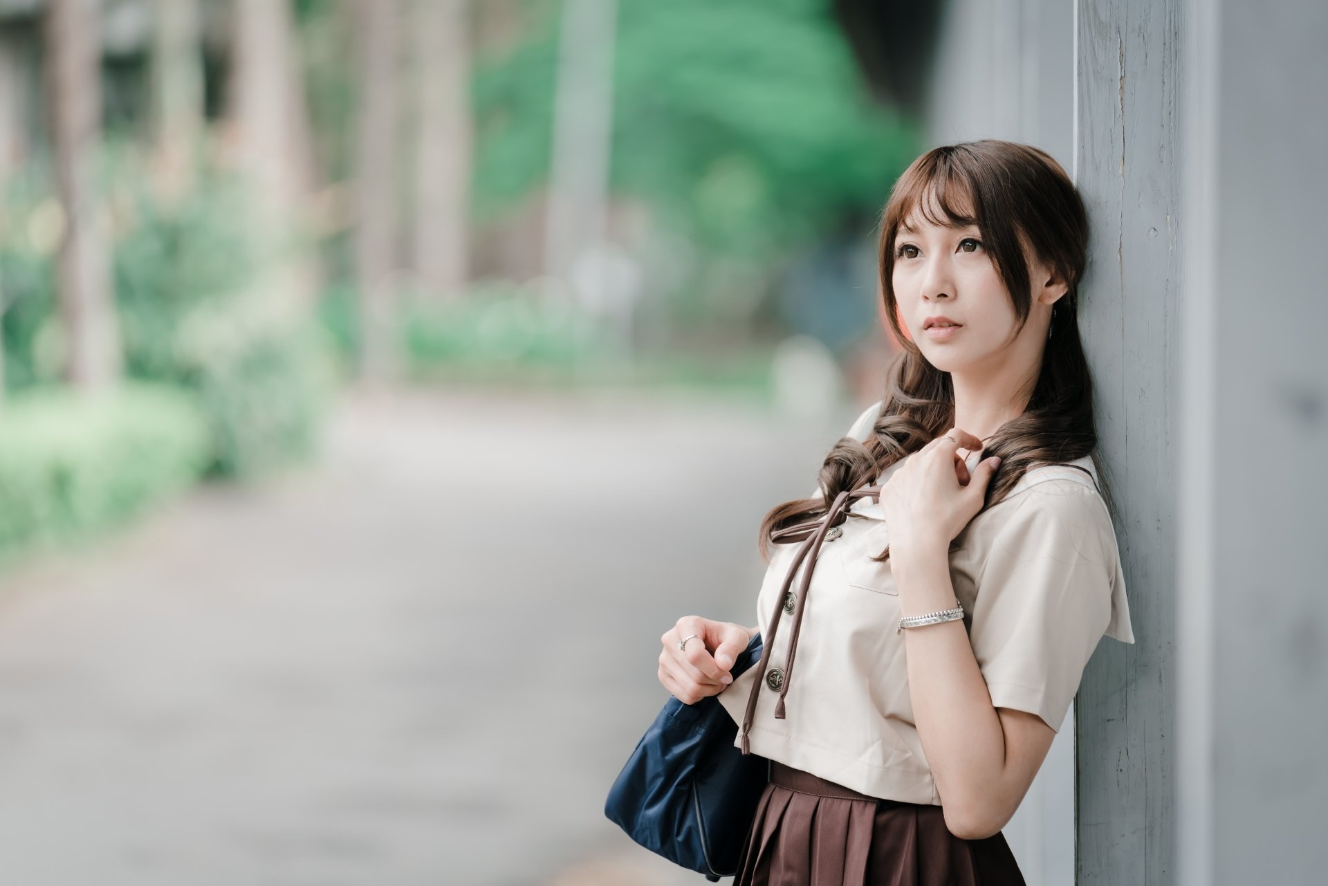 Download Brunette School Uniform Depth Of Field Model Woman Asian 4k ...