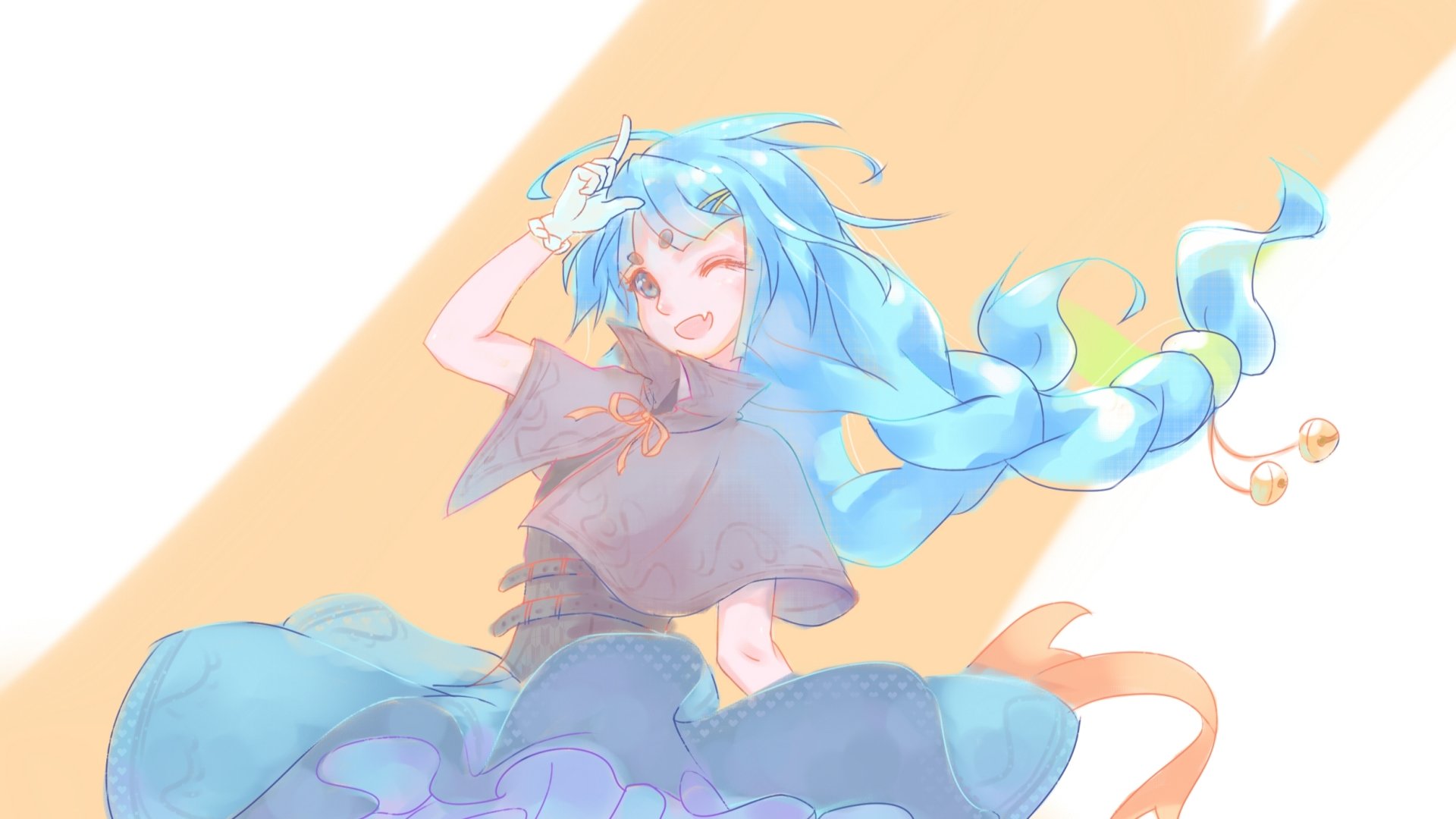 Download Blue Hair Blue Eyes Anime Original HD Wallpaper by 皂皂Rua