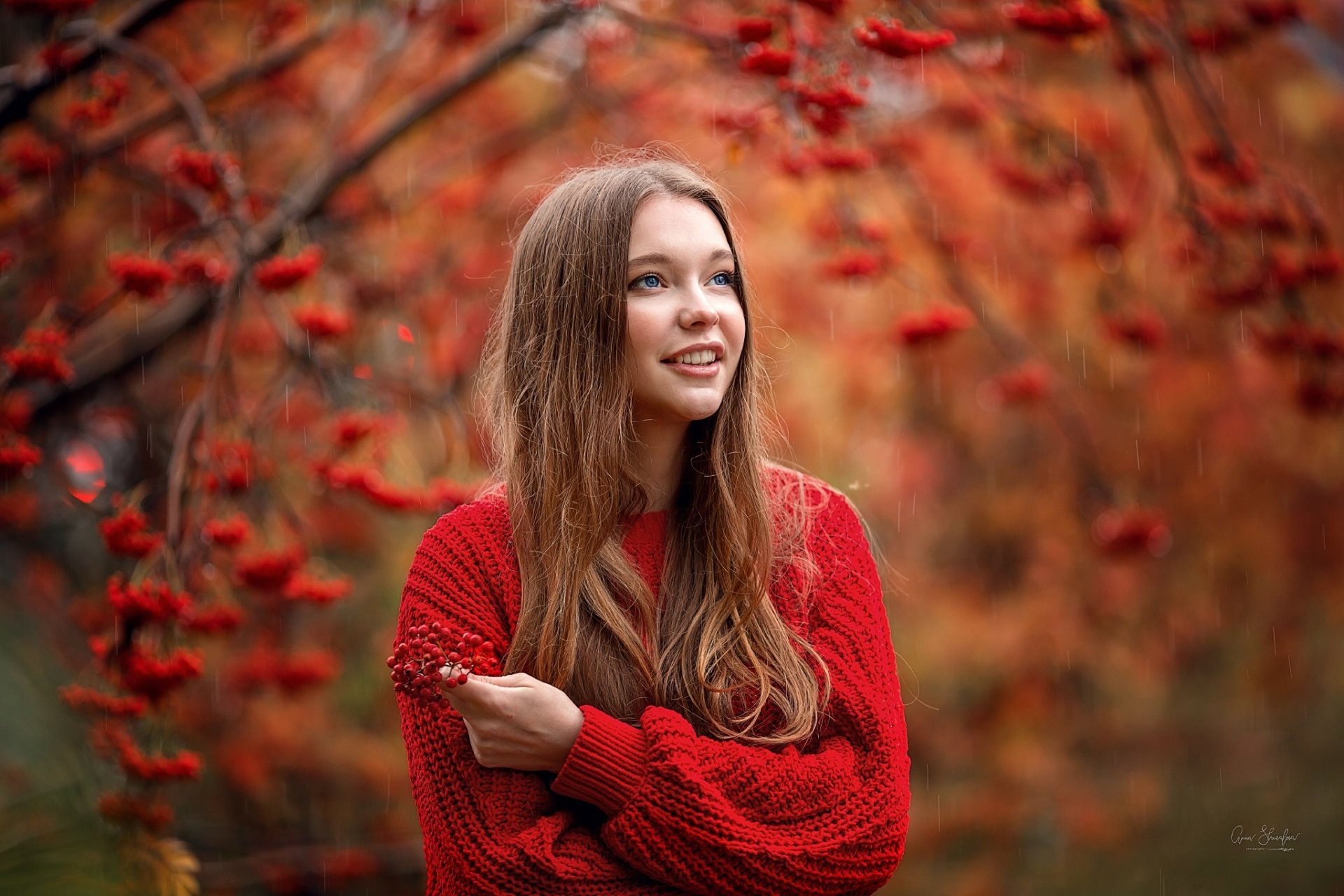 Download Redhead Blue Eyes Smile Fall Woman Model HD Wallpaper by Anna Shuvalova