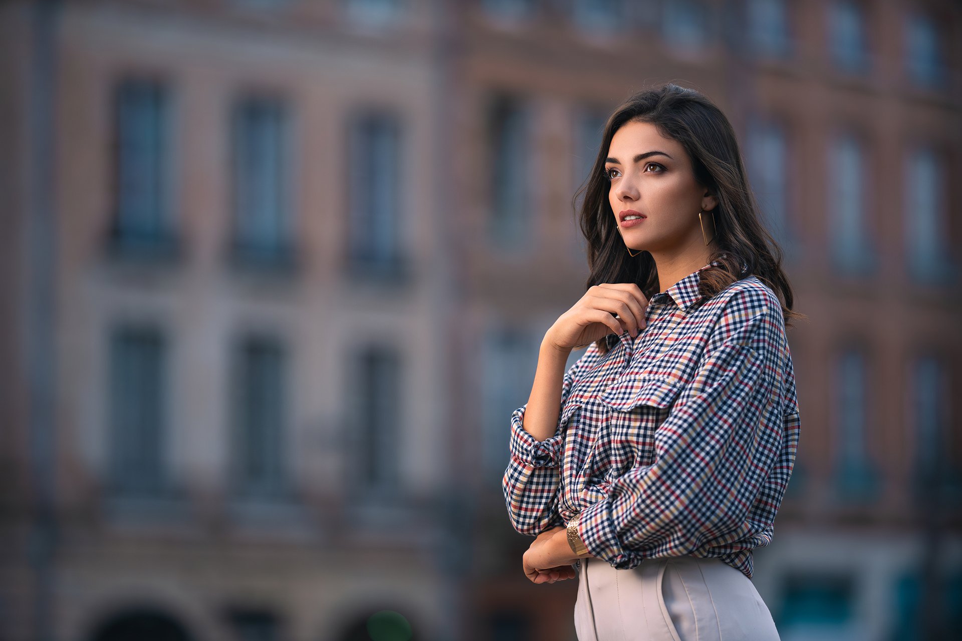 Download Black Hair Brown Eyes Depth Of Field Woman Model 4k Ultra HD Wallpaper by Jefonyx