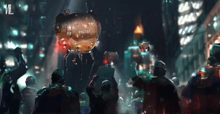 riot robot police Sci Fi futuristic HD Desktop Wallpaper | Background Image