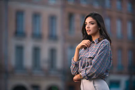 black hair brown eyes depth of field woman model HD Desktop Wallpaper | Background Image