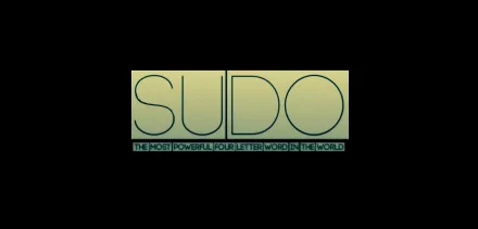 HD desktop wallpaper featuring the word SUDO with the tagline The most powerful four-letter word in the world, representing Linux and technology themes.