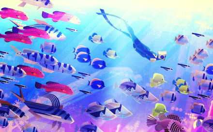 underwater diving fish video game Abzu HD Desktop Wallpaper | Background Image