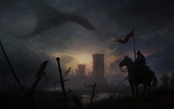 Fantasy Dragon Horse Castle Warrior Knight HD Wallpaper | Background Image