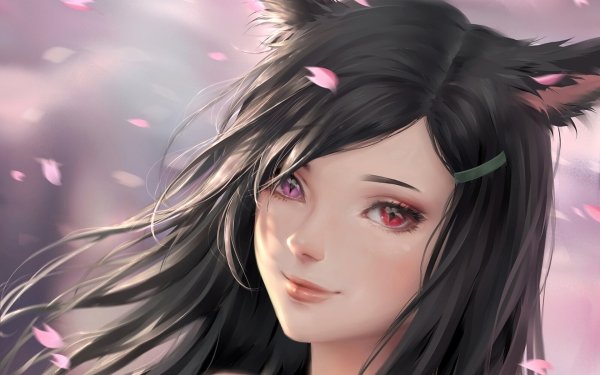 Video Game Final Fantasy XIV Final Fantasy Heterochromia Animal Ears Black Hair HD Wallpaper | Background Image