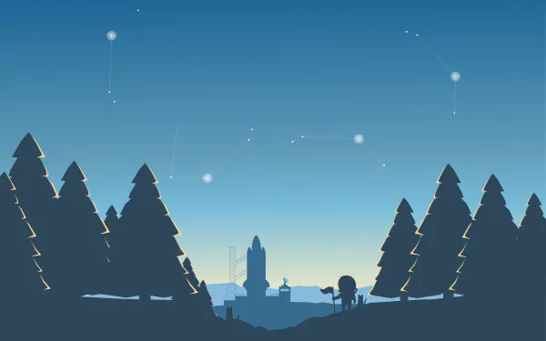 minimalist tree space shuttle Sci Fi astronaut HD Desktop Wallpaper | Background Image