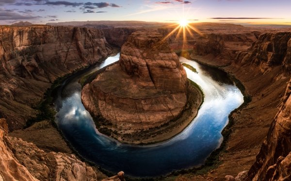 Earth Horseshoe Bend Canyons Sunbeam River Colorado Nature Cliff HD Wallpaper | Background Image