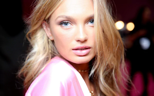 lipstick blue eyes blonde face Dutch model woman Romee Strijd HD Desktop Wallpaper | Background Image