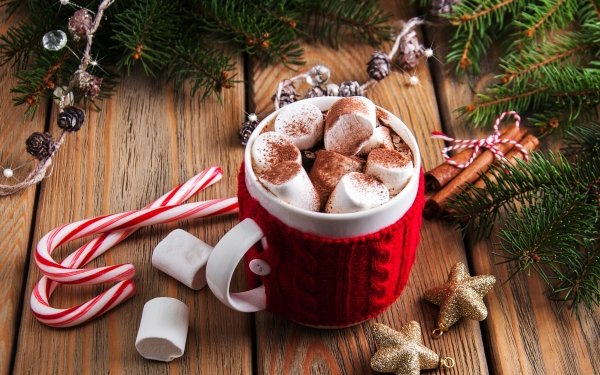 Nahrungsmittel Heiße Schokolade Weihnachten Marshmallow Cinnamon Candy Cane Cup HD Wallpaper | Hintergrund