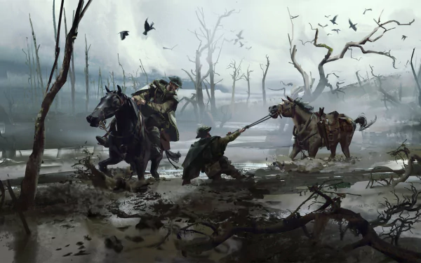 mud horse World War I military soldier HD Desktop Wallpaper | Background Image