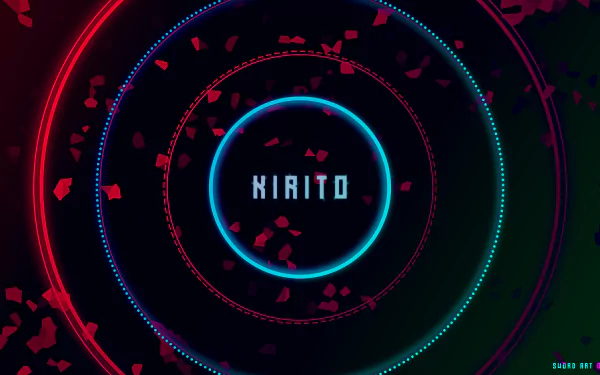 4K Ultra HD PC desktop wallpaper featuring Kirito from the anime Sword Art Online with glowing circular patterns and red petals on a dark background.