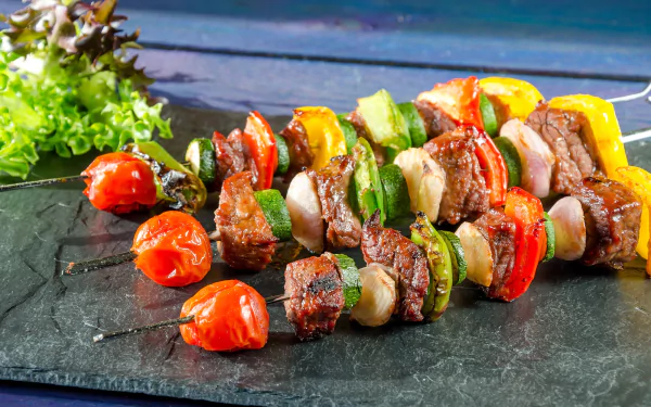 kebab still life tomato vegetable meat food barbecue HD Desktop Wallpaper | Background Image