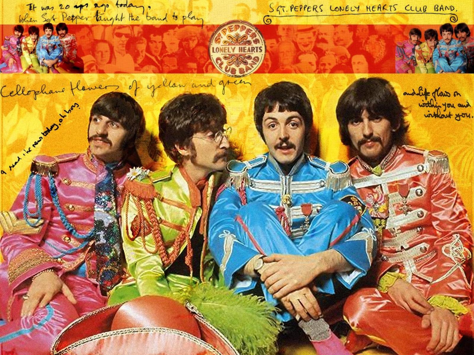 Desktop wallpaper with music theme featuring The Beatles.