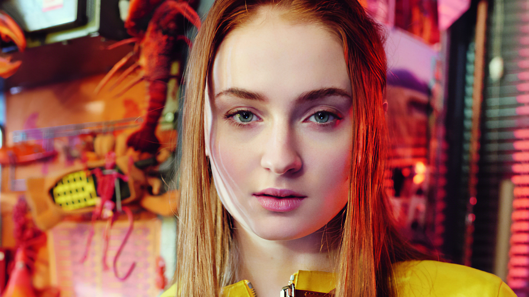 Sophie Turner, redhead, actress, blue eyes, women, HD phone wallpaper