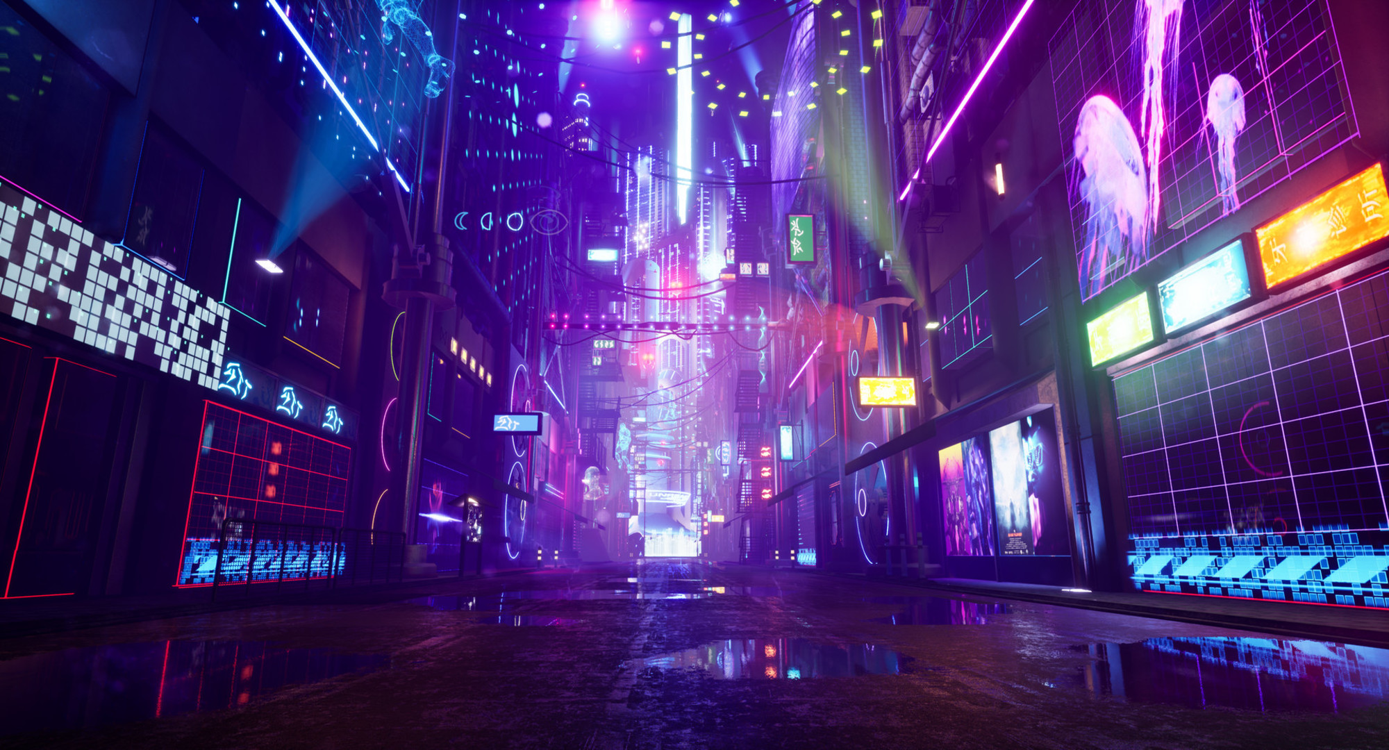 Cyberpunk City Street Technology Background Backgrounds