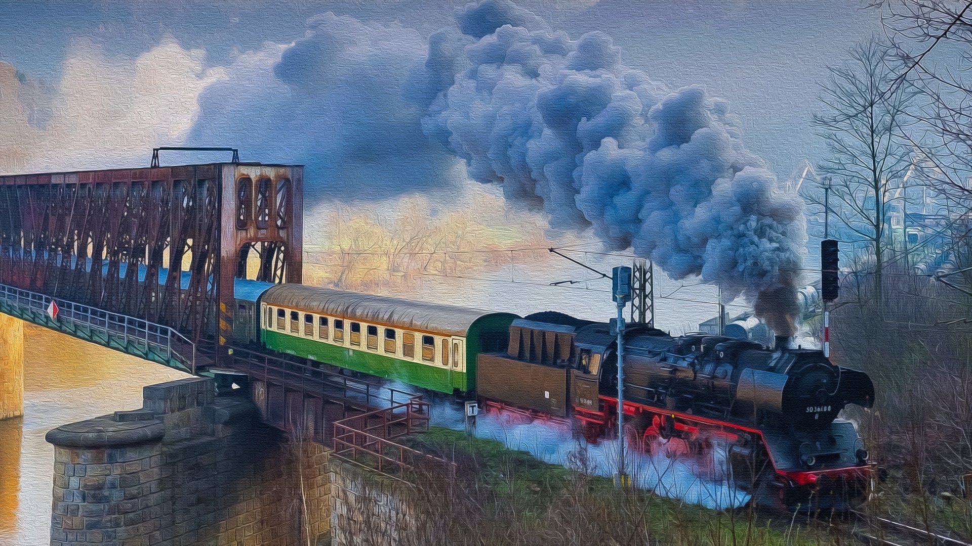 Steam Train, Czech Republic - Fine Oil on Canvas. by Manufan63