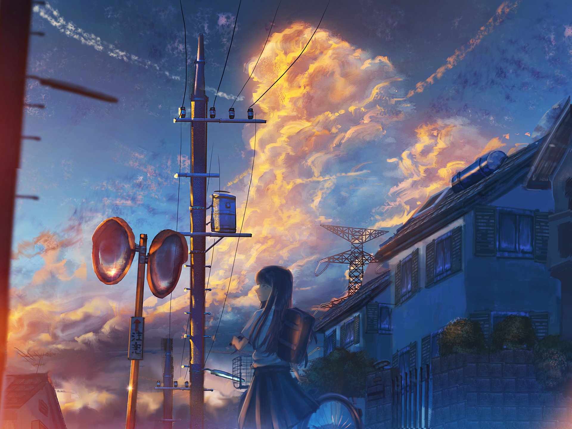 Download Cloud Sunset Anime Original HD Wallpaper by ナコモ