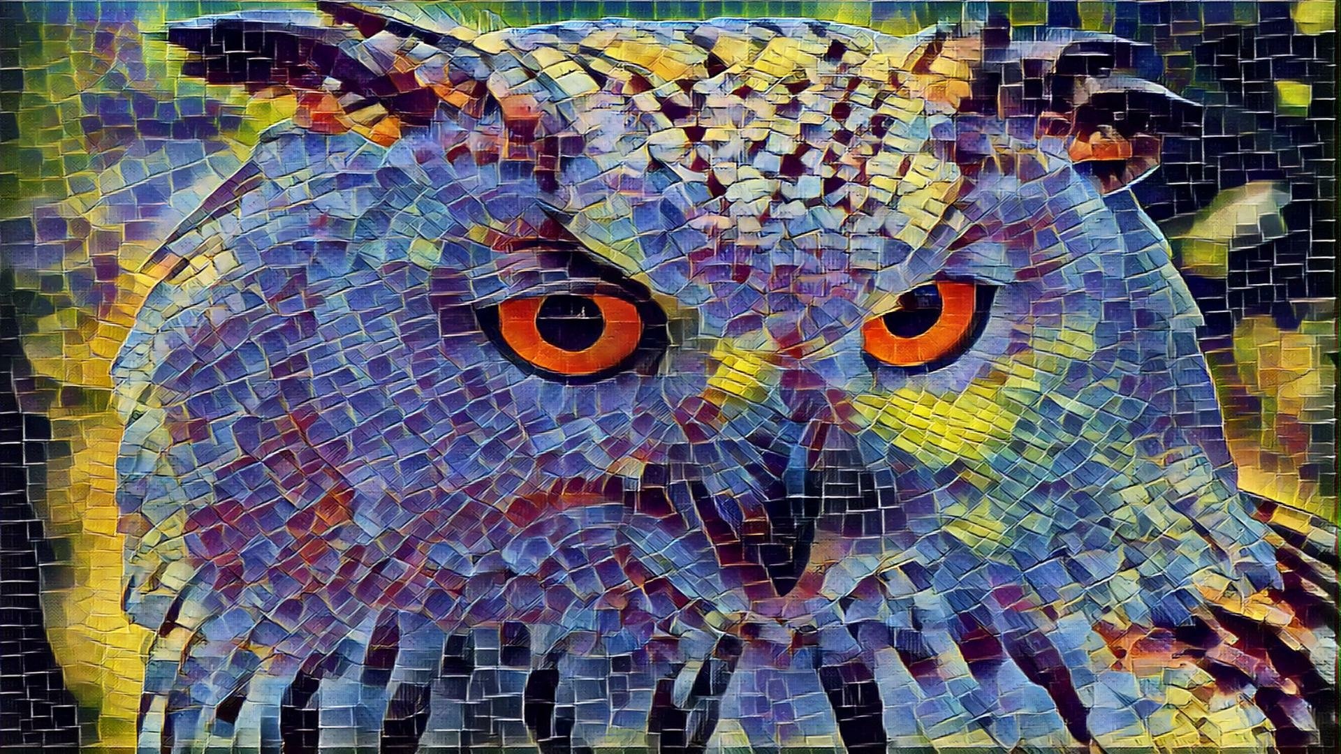 Digital designed colorful owl