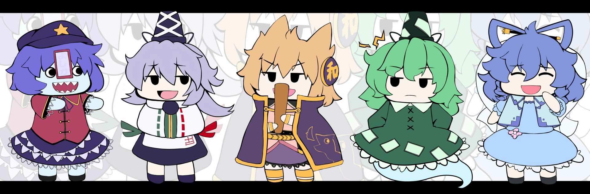 Download Chibi Soga No Tojiko Toyosatomimi No Miko Mononobe No Futo Yoshika Miyako Seiga Kaku Anime Touhou HD Wallpaper by りひと