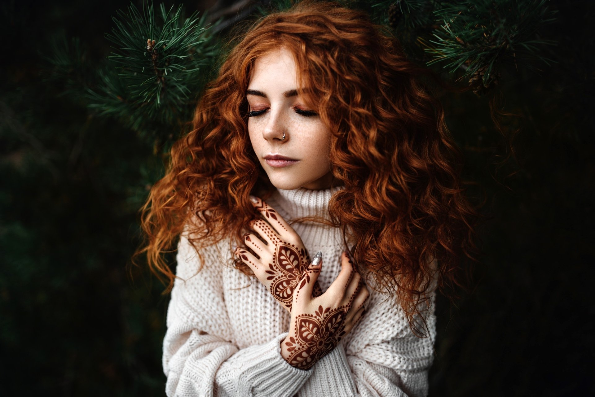 Download Henna Tattoo Redhead Model Woman Mood HD Wallpaper by Igor Kondukov